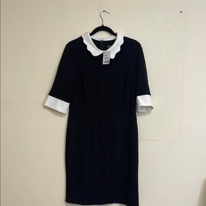 Glamour Black and White Sheath Dress with Peter Pan Collar